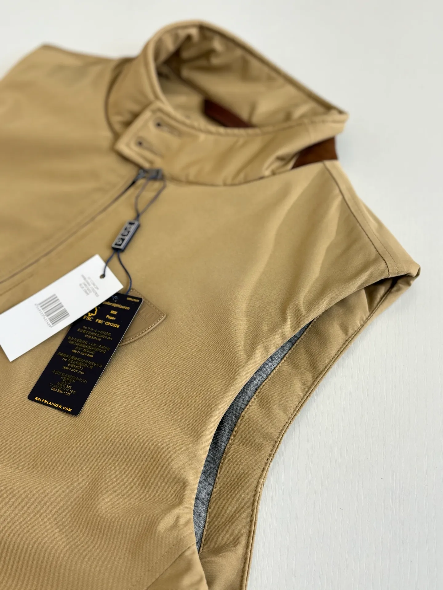 P570 Ralph Laure*/Ralph Lauren FW25 Polo gabardine down sleeveless zipper vest jacket Size: S/M/L/XL
